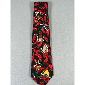 Vintage 1994 Looney Tunes Mania Tie Chili Pepper Taz Bugs Daffy Cartoon Novelty